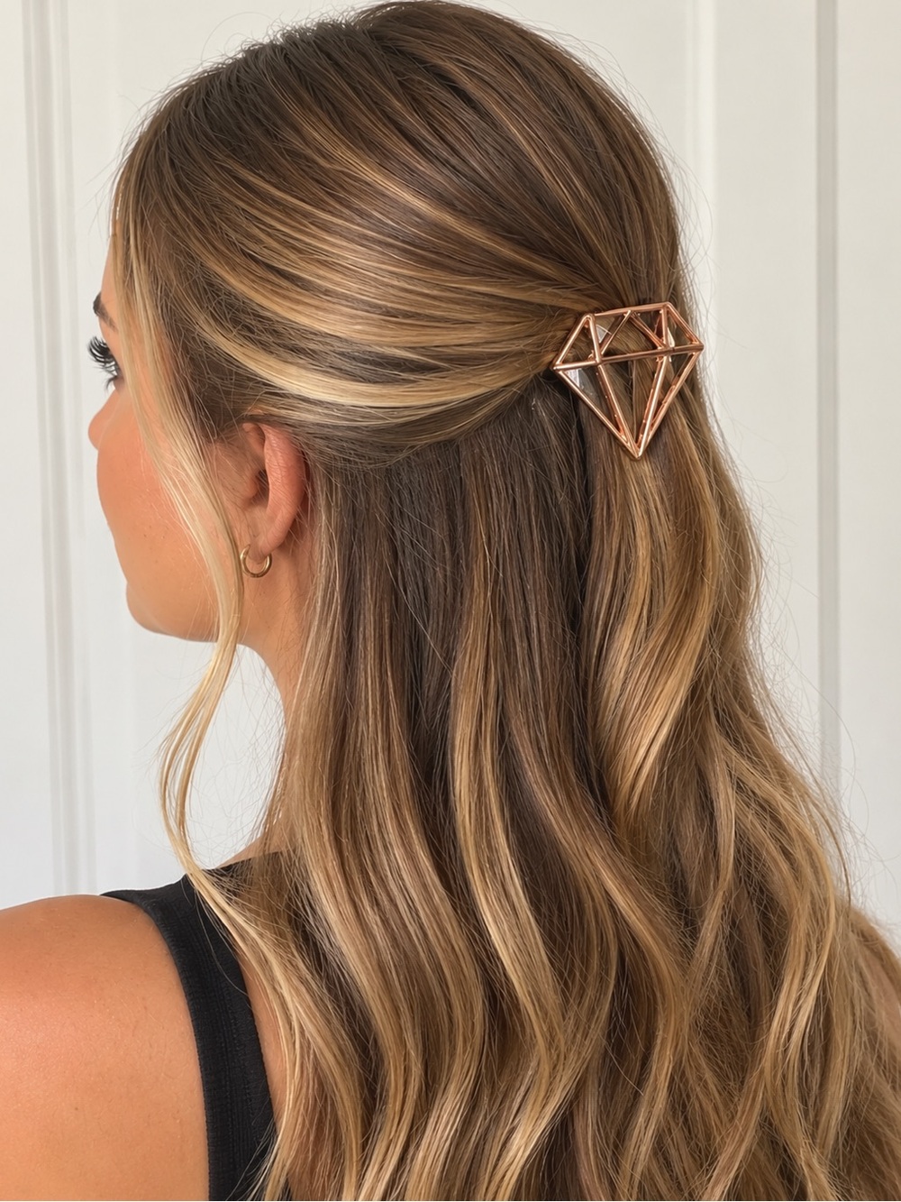 Rose Gold Geometric Diamond Hair Clip Statement Barrette